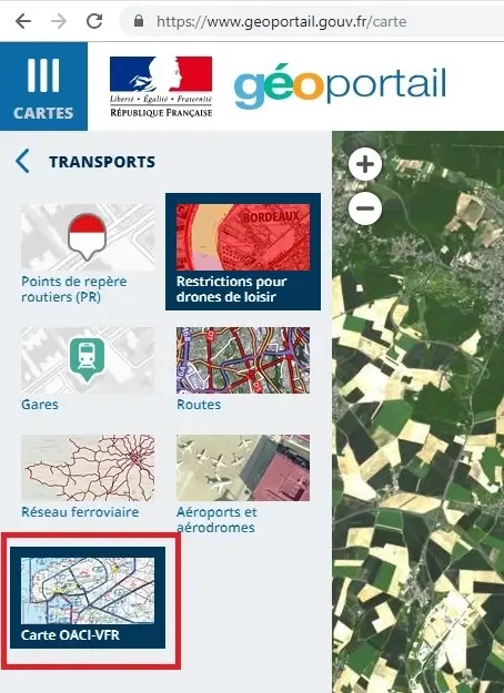 geoportal website, allows you to see where it is allowed to fly